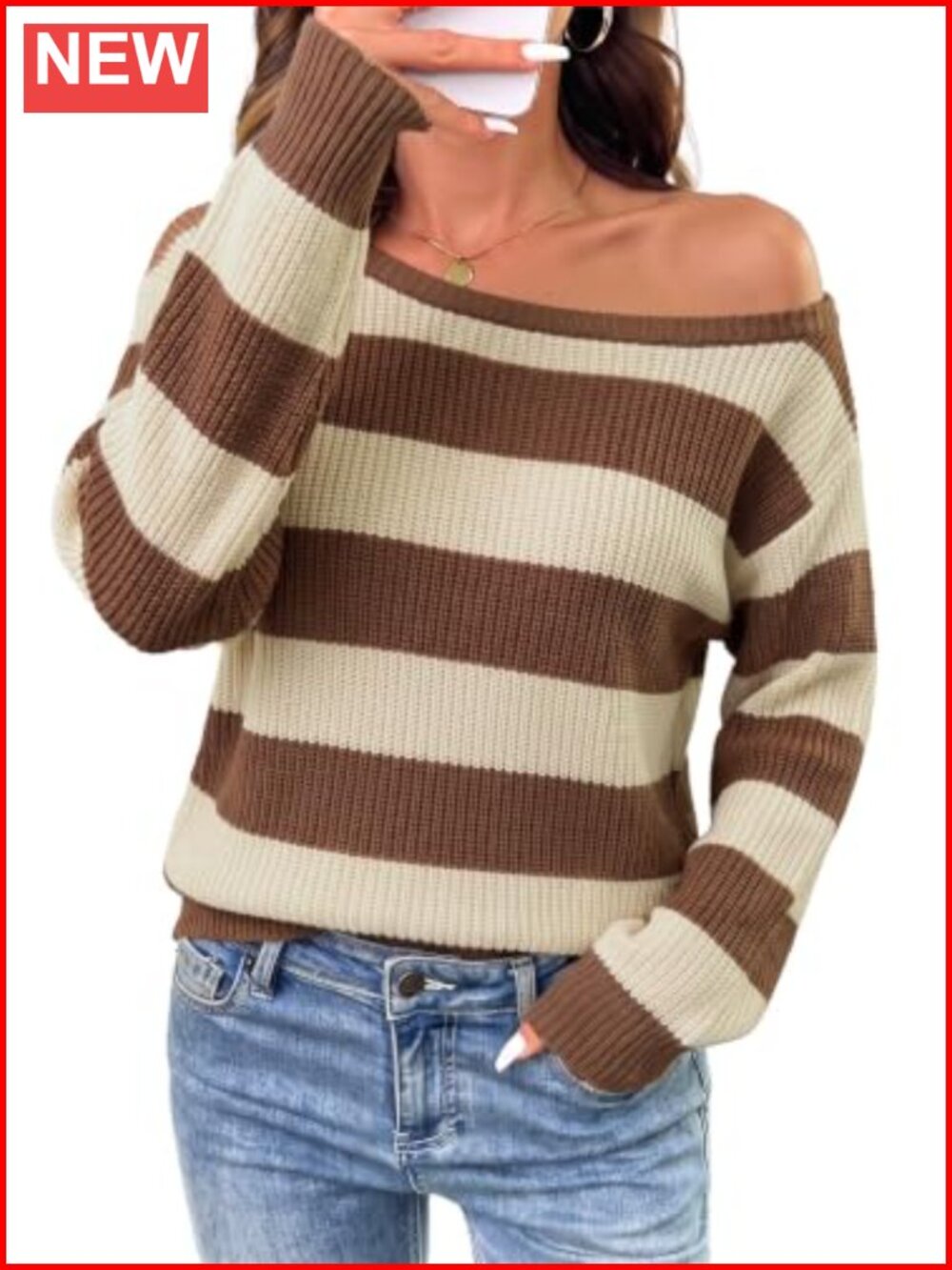 Oversized Off Shoulder Rib Knit Sweater Women Cozy Pullover